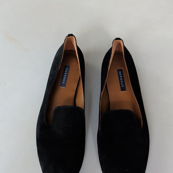 Margaux Black Suede Flats Pumps Shoes Women SZ 41.5 N (8.5) Chic Office Academia - Picture 2 of 8
